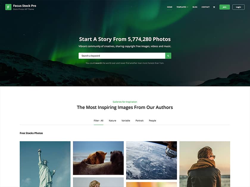 Focus Stock Pro Our Top 10+ Free and Premium Photography WordPress Themes Collection 2024