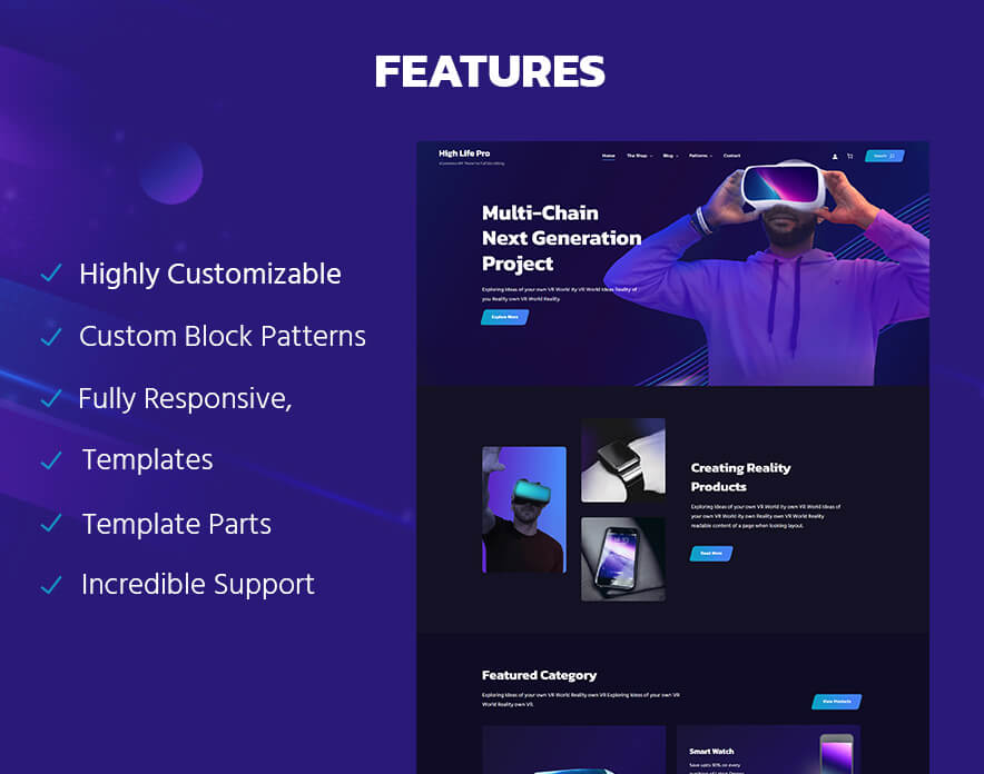High Life Pro - Electronics WordPress eCommerce Block Theme Features