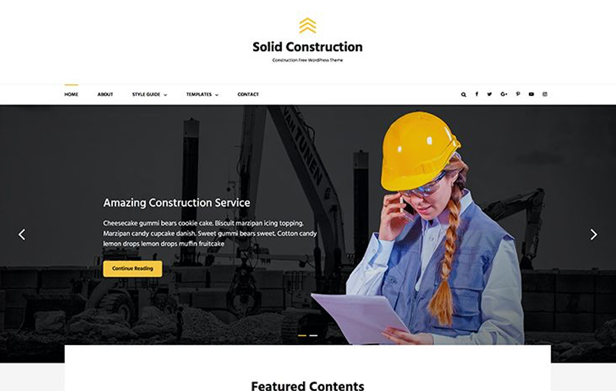 Solid Construction -40+ Best Free Business WordPress Themes for 2020