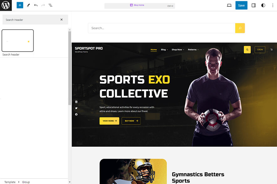 Sportspot Pro - Search Header
