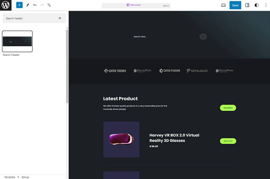 Warble Pro - Search Header