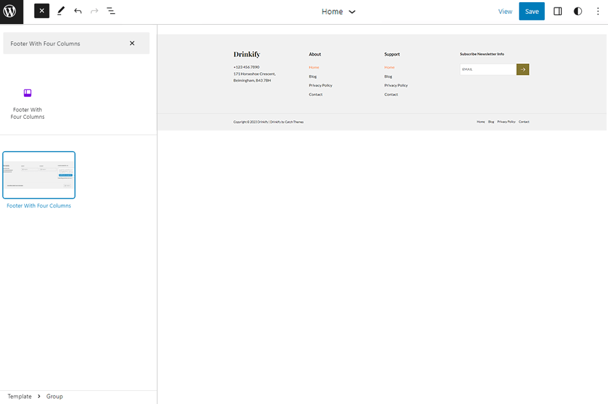 Drinkify - Footer With Four Columns